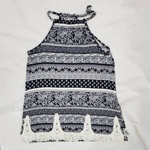 Vanity Small Navy/White Floral Sleeveless Tank Top